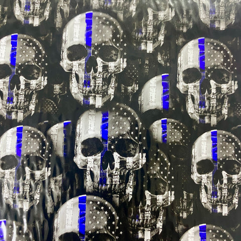 Blue line Human Skulls   HYDROGRAPHIC FILM