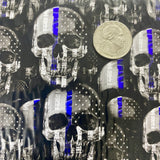 Blue line Human Skulls   HYDROGRAPHIC FILM