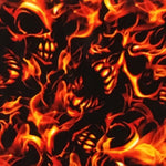RED FIRE/FLAMES WITH SKULLS